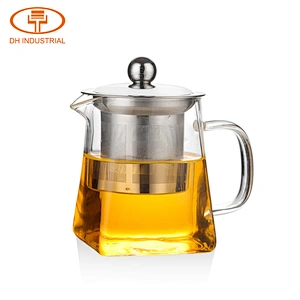 wholesale food grade glass tea cups with 304 stainless steel strainer easy carry