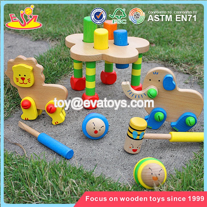 Wholesale new arrival animals wooden knock toy interesting kids wooden knock toy W12D018