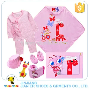 Pink sweet style newborn baby girls 2 piece clothes gift set