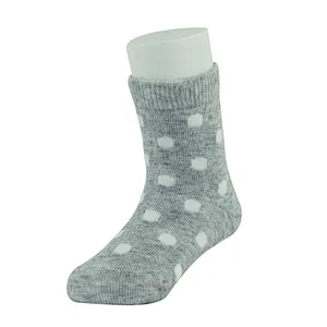 High Quality Cheap Loose Cuff Rib Top Dots Melange Grey Color Cotton Baby Socks