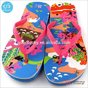 Men's flip flop Retro oil painting personalized men footwear sandal shoes China styles