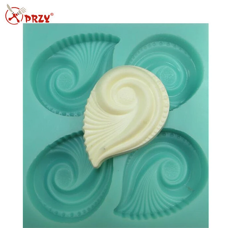 4 cavity conch shape silicone soap mold