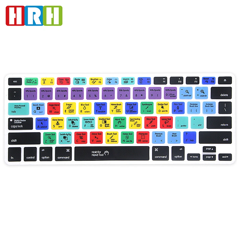China Ali baba Ado be Photo Shop PS waterproof keyboard protectorSilicone Shortcuts Keyboard Skin for macbook pro 13 cover