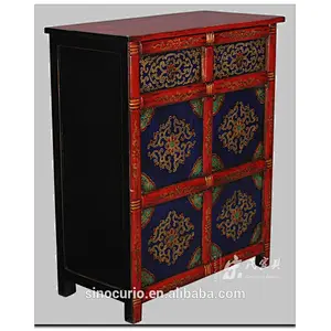 tibetan painted furniture antique shoe rack cabinet wood craft storage cabinet