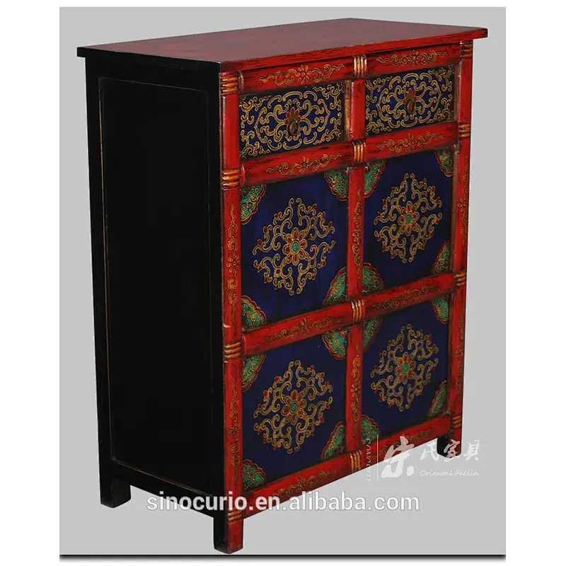 tibetan painted furniture antique shoe rack cabinet wood craft storage cabinet
