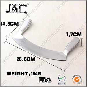 Hot Stainless Steel Double Handle Crescent Chopper Blade Mezzaluna Knife
