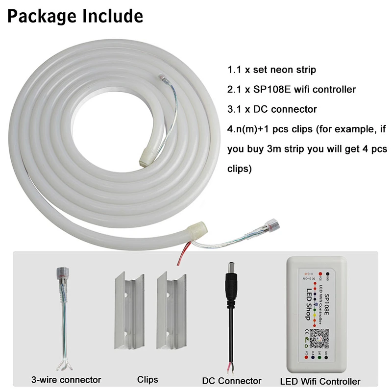 HOTOOK LED Neon 10m DC24V Rope Multi Color Waterproof  Flexible RGB LED Neon Strip Rope With Wifi LED  Strip Controller