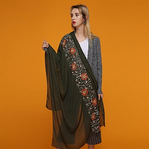 2019 New style hand embroidery scarf design women embroidered scarf