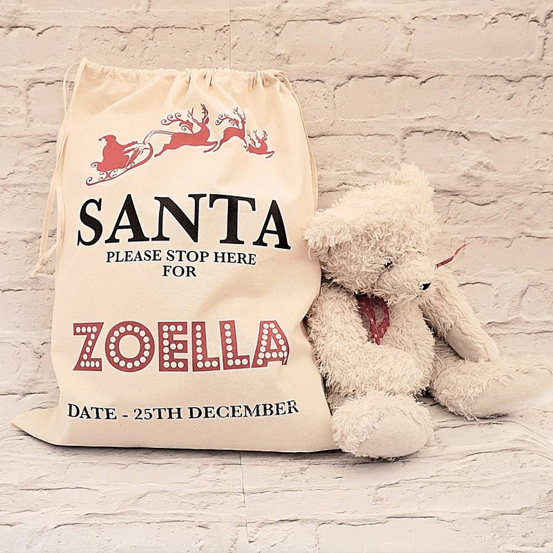 customs laminated christmas santa sack jute gunny sack gift burlap santa sack