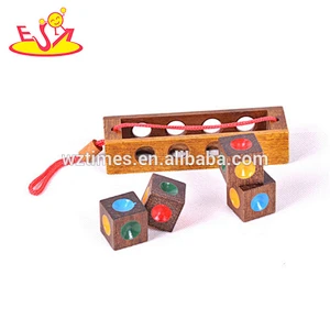 Wholesale educational brain teaser wooden unlocked 3d cube puzzle toy for kids W11C027