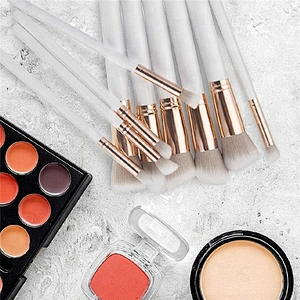 10pcs Makeup Brush Set With Rhombus Diamond Silicon Sponge Powder Puff