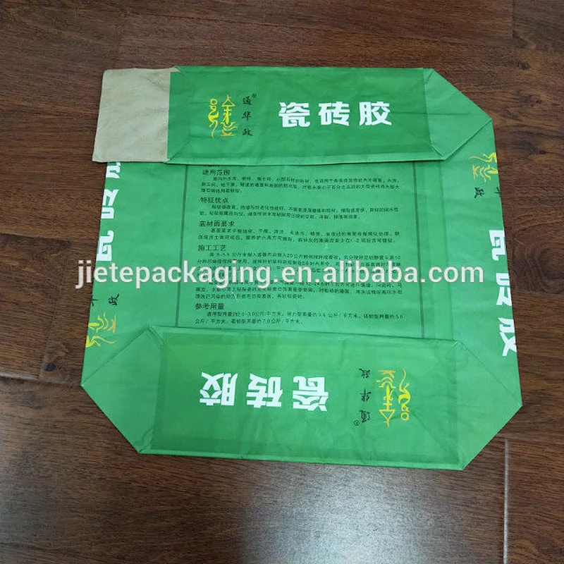 Customized design 20kg stand up multilayer kraft paper cement bag/sacks for chemical,mortar,cement,tile adhesive
