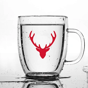 Hot Sale 350 ml Thin Water Glass Cup Beer Cup Coffee Mug Elk Pattern Glass Water Mug Christmas Gift
