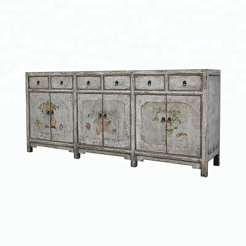 chinese oriental old shabby chic painted buffet sideboard furniture