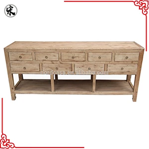 Chinese Natural Wood Kitchen Nine Drawer Table Set Old Soild Wood Unit For Kitchen Table Antique Furniture Stores