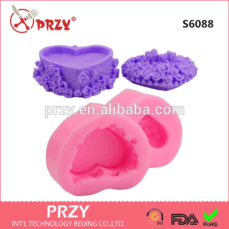 Heart shape jewelry box silicone mold for soap DIY silicone molds