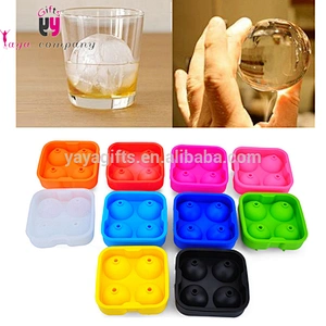 4pcs Whiskey Cocktail Custom Logo Silicone Ice Ball Mold With Lid