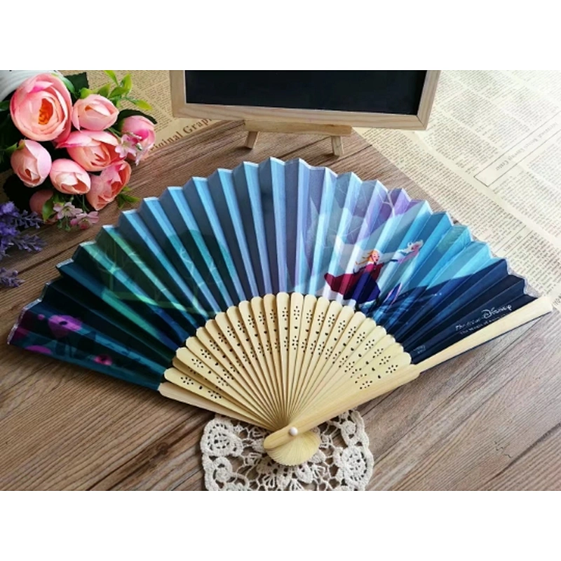 Custom Summer Promotional Gift Portable Custom Printed Folding Logo Bamboo Hand Fan
