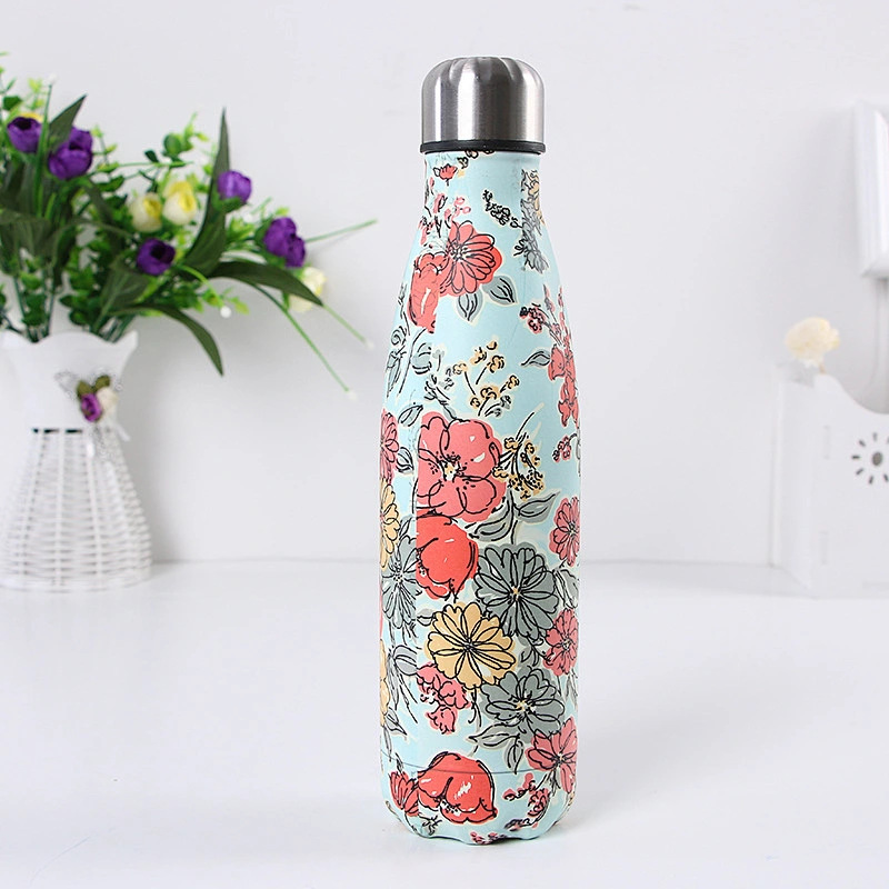 High Quality Vacuum Cup Christmas Gift 500 ml Vacuum Mug 304 Stainless Steel Colorful Pattern Water Bottle