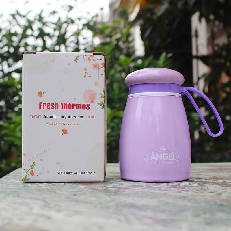 Lovely Portable Double Wall Stainless Steel Vacuum Water Bottle Travel Vacuum Mug Customized Logo