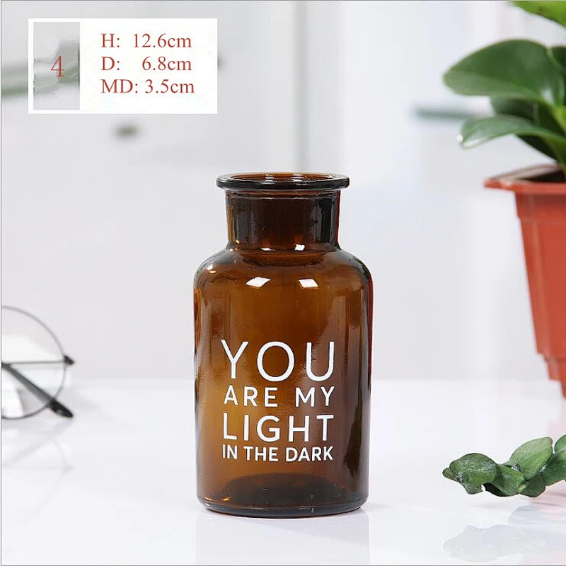 Creative brown glass vase/ Nordic Style Vintage glass flower vase for decoration