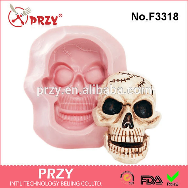 F3318 Large Skull Silicone Mold - Food Safe Chocolate, Fondant, Candy, Ice Mold