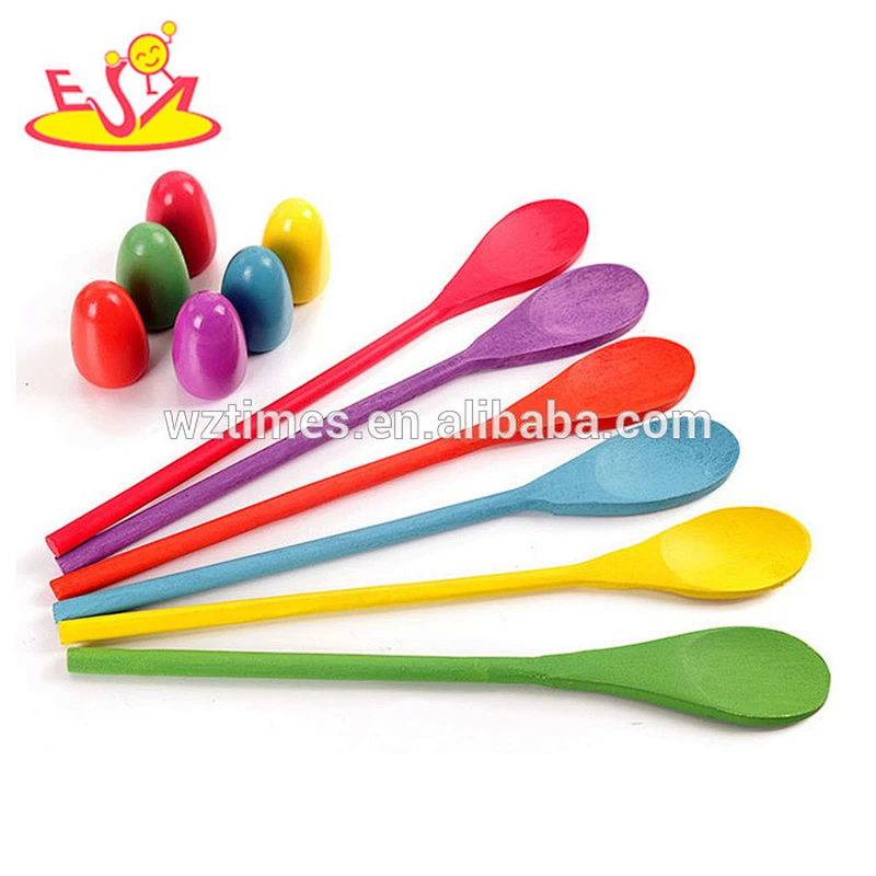 New hottest children activity toys wooden egg and spoon race game for outdoor relay game W01B031