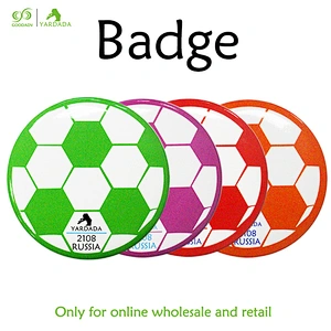 Child safety pin tinplate badge, World Cup football pattern clothing accessories, fashion color badge in stock.