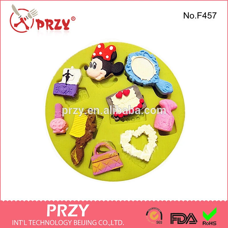 F457 przy mirror and comb silicone mold for fondant