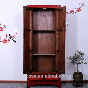 factory price of lacquered two door two drawer red chinese wedding cabinet