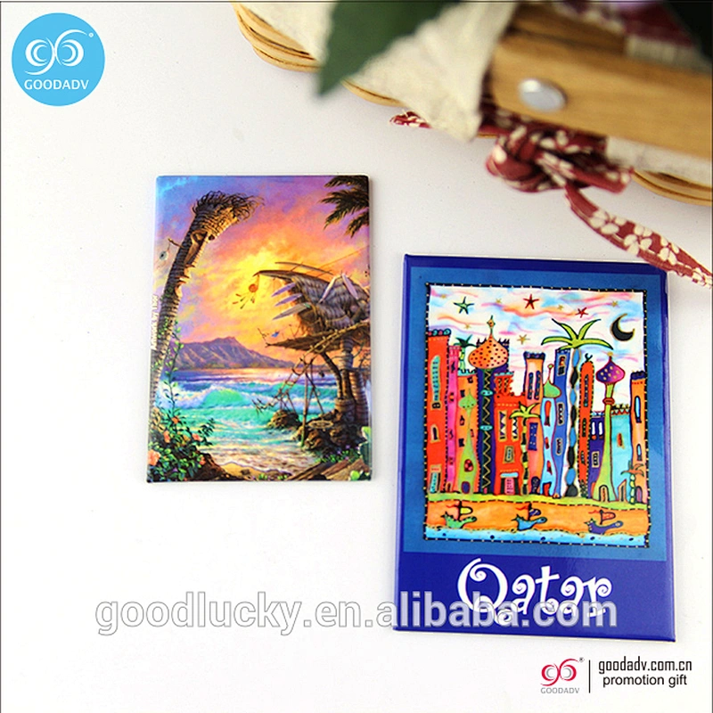 Souvenir items square metal tin fridge magnet sticker