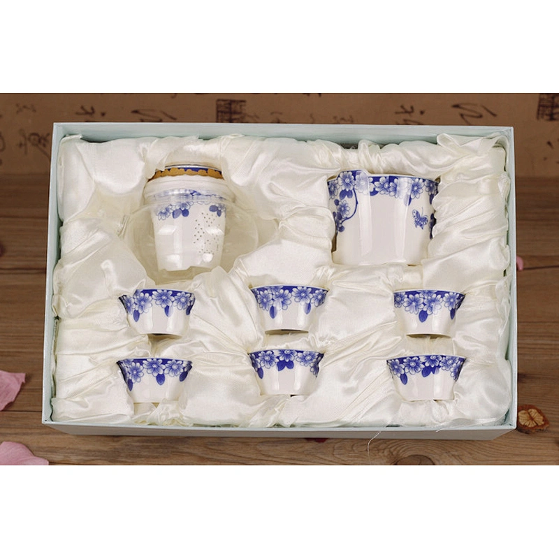 Free Sample Ceramic Tea Set China Supplier Flower Tea Pot Set Box Packing Door Gift Tea Cup