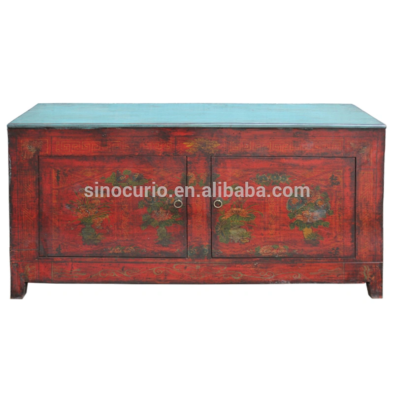 Chinese Living room cabinet Asian Antiques Hand Painted Dongbei Cabinet