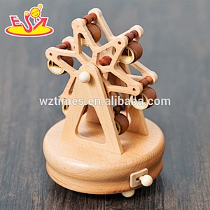 wholesale Handmade kids cartoon wooden music box best design water wheel shaped wooden music box W07B037