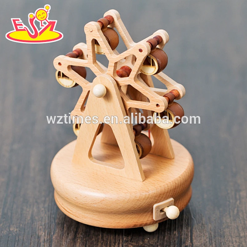 wholesale Handmade kids cartoon wooden music box best design water wheel shaped wooden music box W07B037