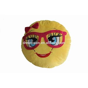 Home Sofa Decor Emoji Emoticon Cushion Key ring Plush Toys Yellow Face Round