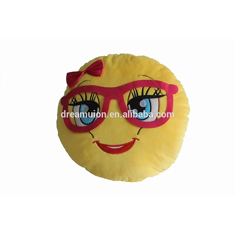Home Sofa Decor Emoji Emoticon Cushion Key ring Plush Toys Yellow Face Round