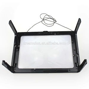 A4 Full Page Large 3X Magnifying Glass With 4 LED Hands Free Desktop Magnifier Brand New