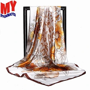 Scarf silk muslim square scarf orange black scarf for dubai