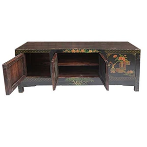 chinese antique shabby chic flower painting vintage mongolian cabinet