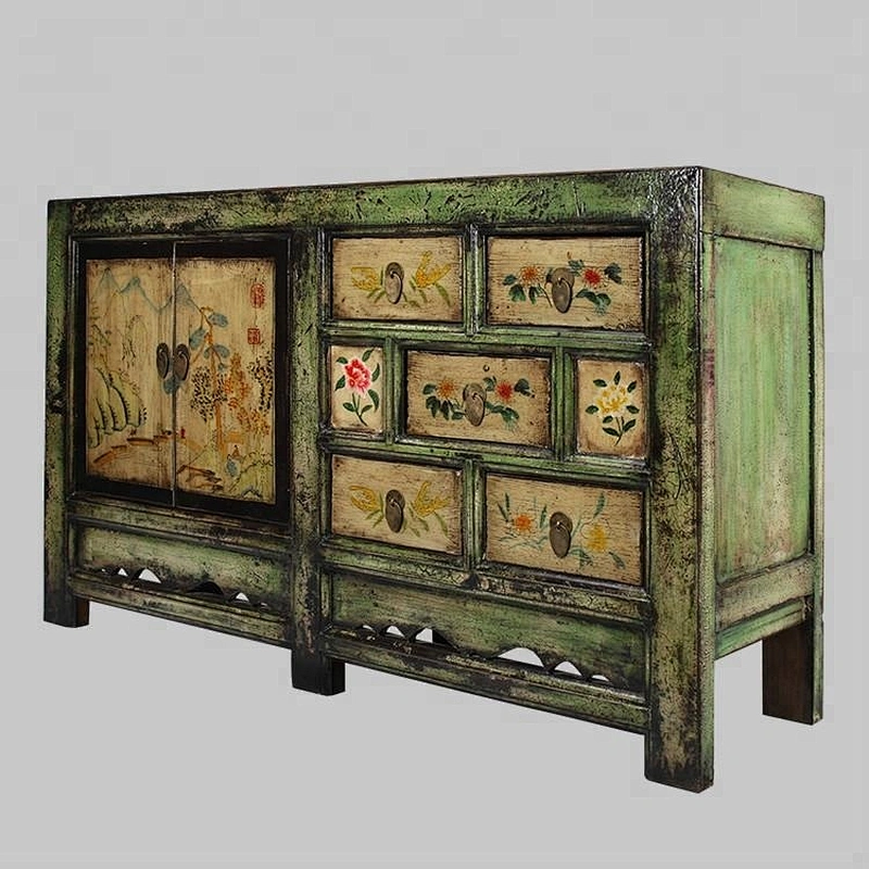 beijing chinese antique reproduction distressed painted storage furniture
