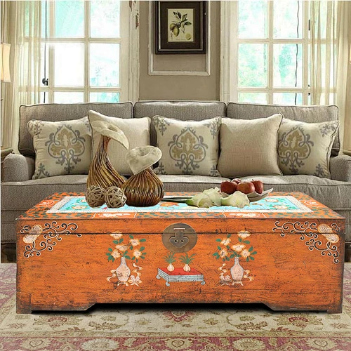 2016 chinese antique reproduction furniture Beijing & painted trunk box