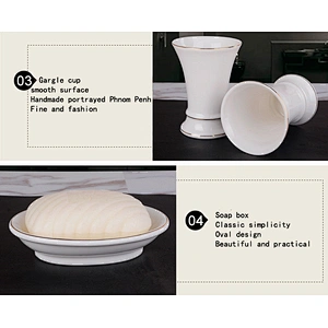 Factory Wholesale Ceramic Bathroom Set Free Sample Bath Bottle European 5pcs Household Porcelain Toilet sets