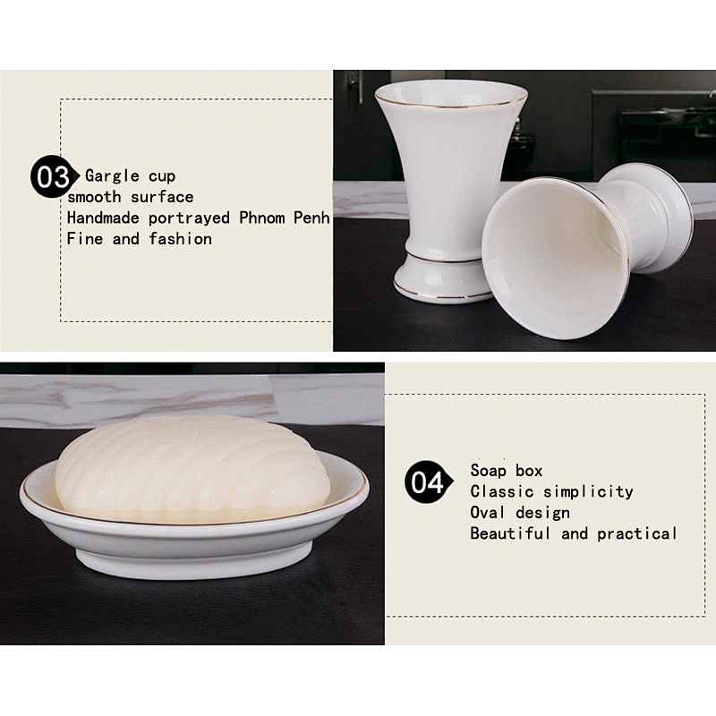 Factory Wholesale Ceramic Bathroom Set Free Sample Bath Bottle European 5pcs Household Porcelain Toilet sets