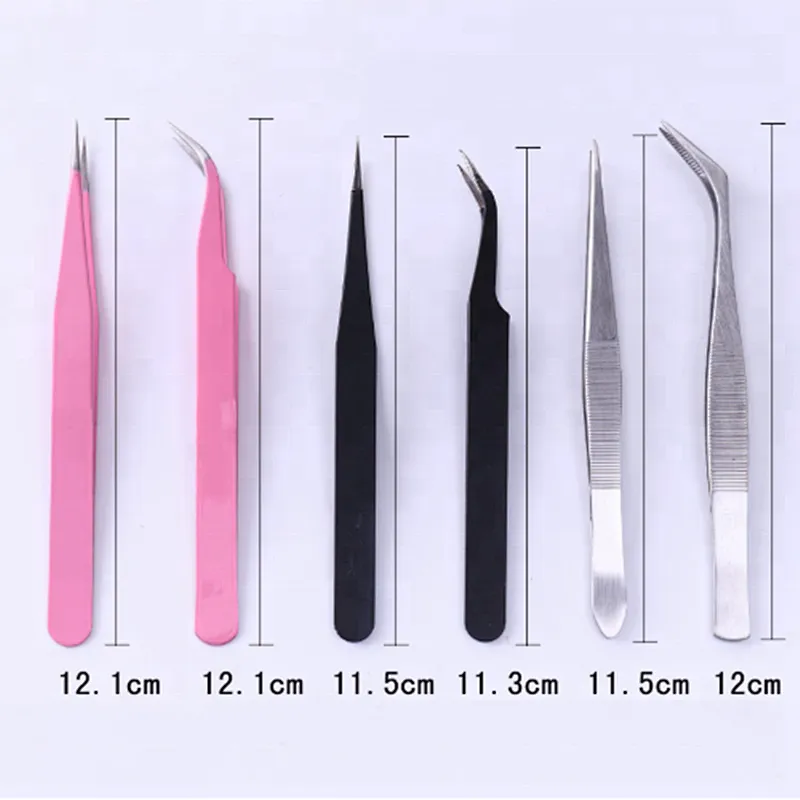 2Pcs Straight Curved Nipper Stainless Steel Manicure Nail Tools Nippers Pointed Clip Set Eyelash Extension Tweezers Tool