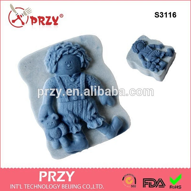 PRZY BPA free Country Doll Boy Decorative Silicone Soap Mold