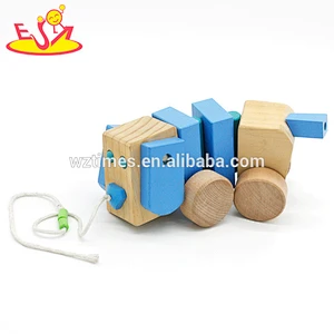 wholesale top quality kids cute wooden animal pull along toy for gift W05B032-Z