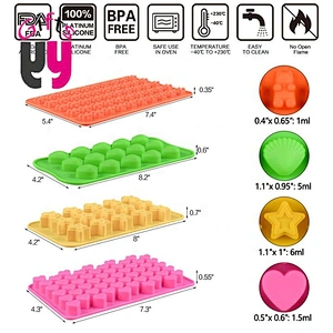 50 cavities chocolate Gumdrop Jelly star shell heart shape silicone bear molds