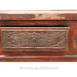 Chinese antique rococo carved furniture living room solid wood distressed console table