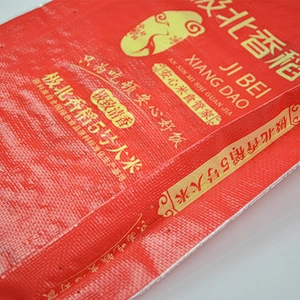 Red transparent woven polypropylene laminated empty 10kg rice bags